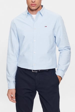 Camasa Barbati, Tommy Jeans, Classic Fit, Bumbac, Albastru deschis