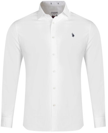 Barbati - Camasa Barbati, U.S. Polo Assn., Bumbac, Alb, Slim Fit