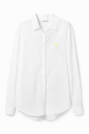 Camasa Dama, Desigual, Mini Logo, Alb, Vascoza