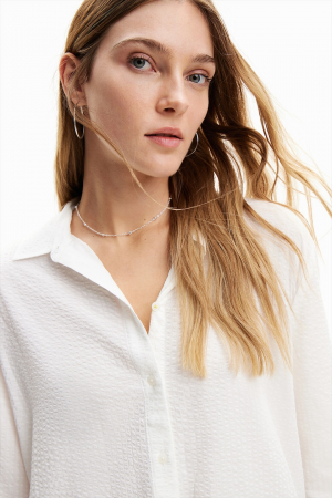 Camasa Dama, Desigual, Mini Logo, Alb, Vascoza [4]