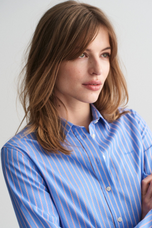 Camasa Dama, Gant, Albastru, Bumbac, Dungi Vopsite [2]