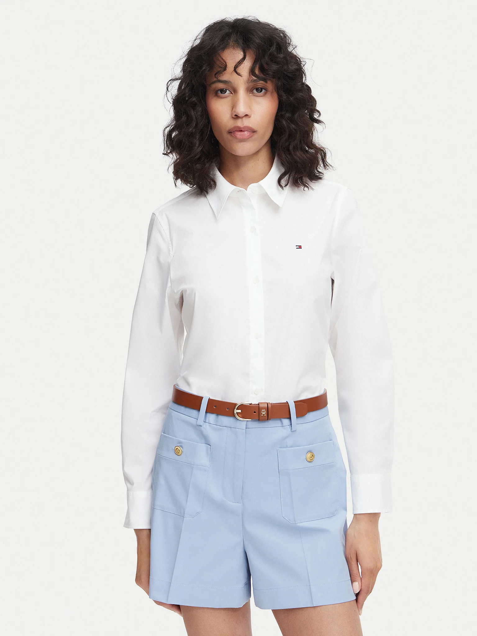 Camasi - Camasa Dama, Tommy Hilfiger, Alb, Logo Brodat