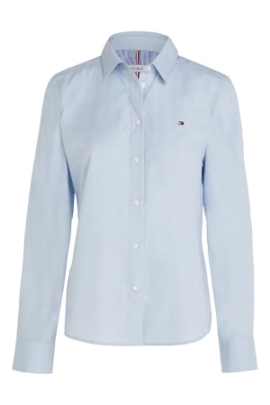 Camasi - Camasa Dama, Tommy Hilfiger, Albastru Deschis, Bumbac Organic, Logo