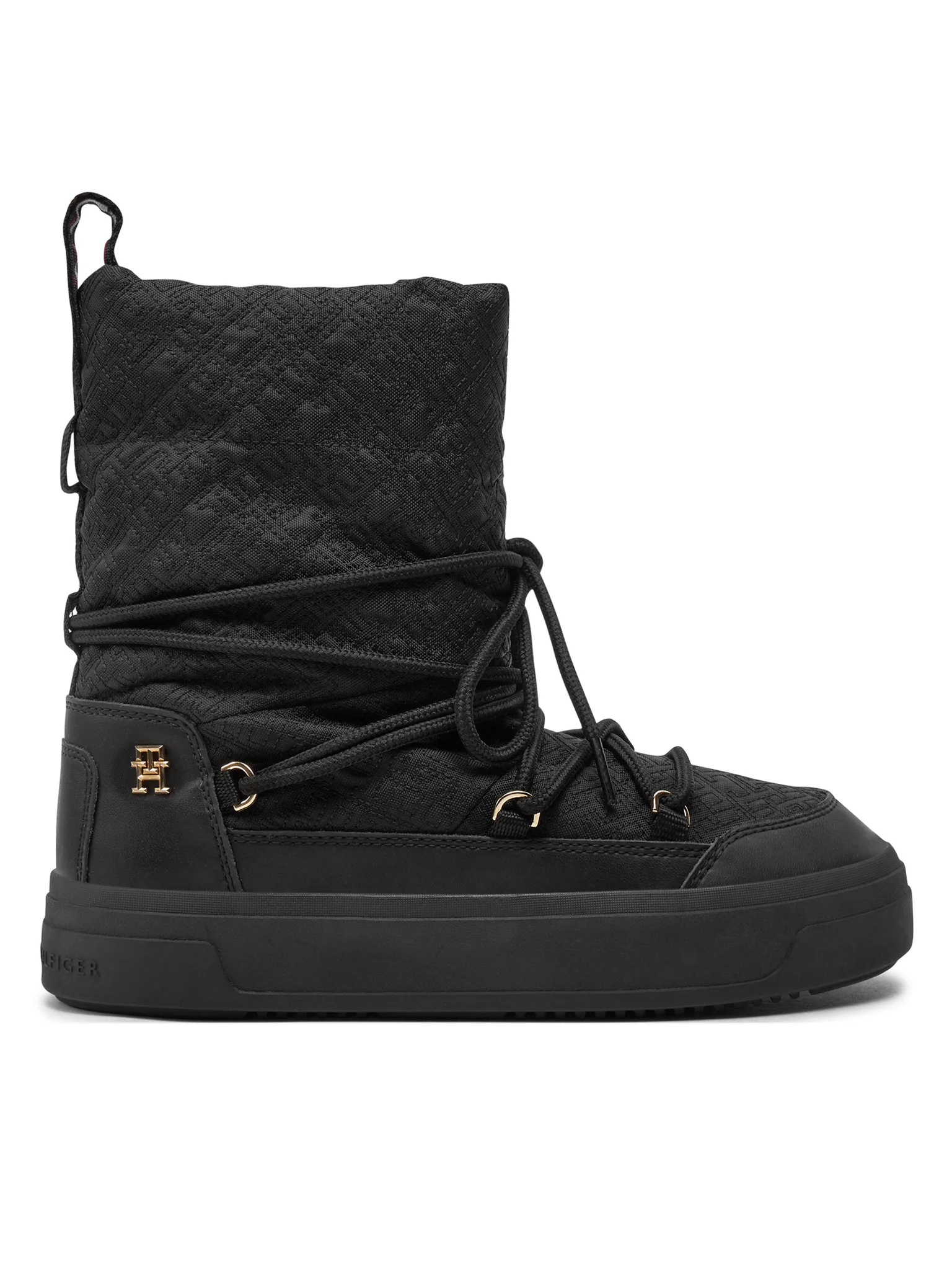 Cizme si Ghete - Cizme dama de zăpadă, Tommy Hilfiger, Monogram Lace-Up, Negru