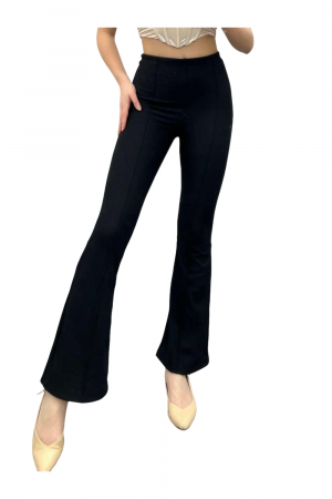 Colanti - Colanti Dama, Cu talie inalta si picior evazat, Mini striatii, Negru