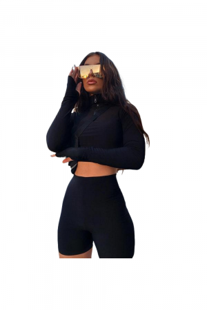 Compleu Dama, Material fin si croiala mulata, Negru [4]