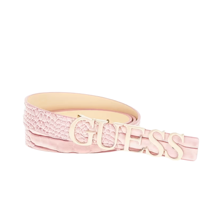 Accesorii - Curea Dama, Guess, Roz, Logo Metalic