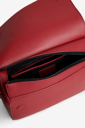 Desigual, Geanta crossbody din piele ecologica, Cu logo in relief, Rosu inchis [3]