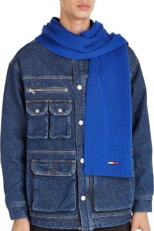 Fular Bărbați, Tommy Hilfiger, Albastru, Logo Brodat [3]