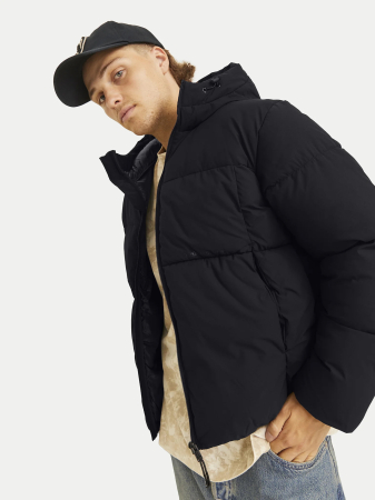 Geaca Bărbați, Jack & Jones, Negru, Puffer, Rezistenta la vânt cu gluga [3]