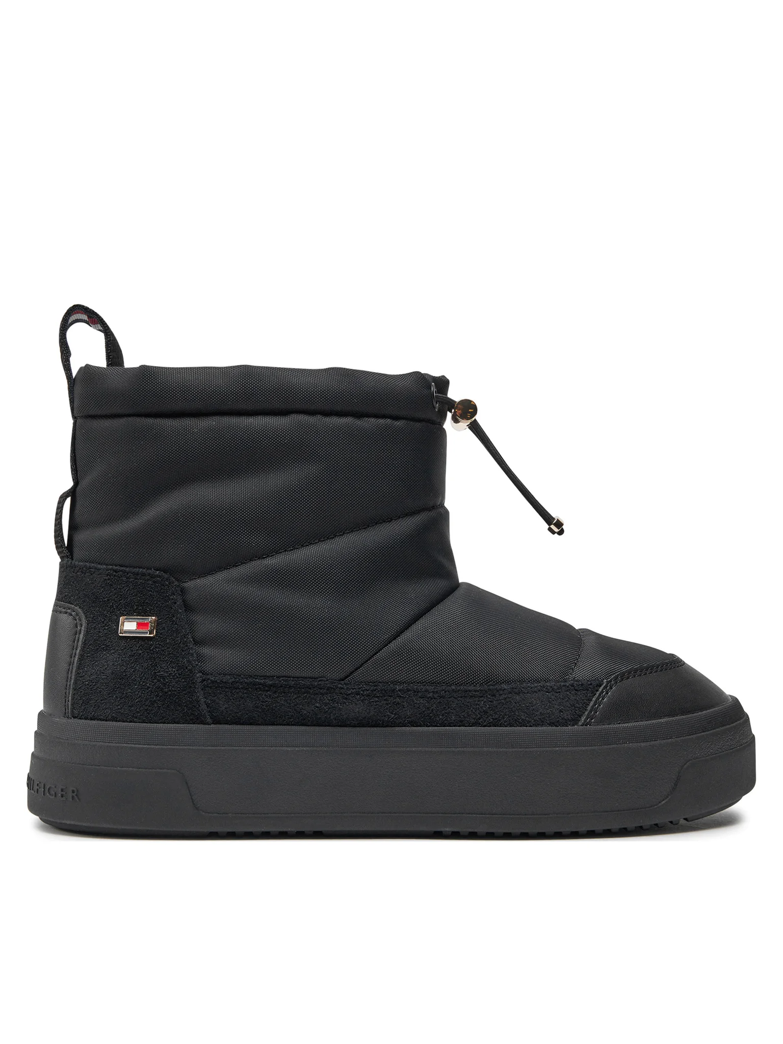 Cizme si Ghete - Ghete dama, Tommy Hilfiger, Negru, Flag Nylon Mini Snowboot