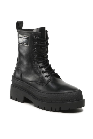 Ghete Dama, Tommy Hilfiger, Negru, Piele, Mini Logo