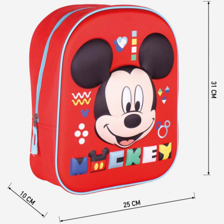 Ghiozdan Copii 3D, Mickey Mouse, Disney, 1 Fermoar, 31 x 25 x 10 cm [5]