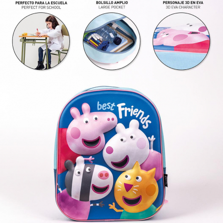 Ghiozdan Copii 3D, Peppa Pig, 1 Fermoar, 31 x 25 x 10 cm [6]