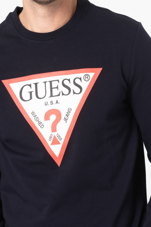 Guess, Bluza Bărbați, Sport slim fit, Cu decolteu la baza gâtului, Iimprimeu logo triunghiular, Bleumarin [6]