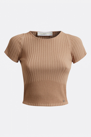 Guess, Pulover crop dama, Cu striatii, Mini logo metalic [4]