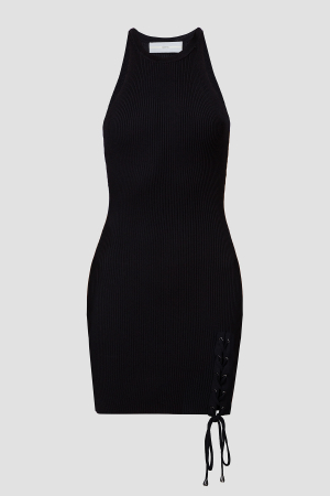 Guess, Rochie Dama, Tricotata cu striatii si slit cu siret, Negru [3]