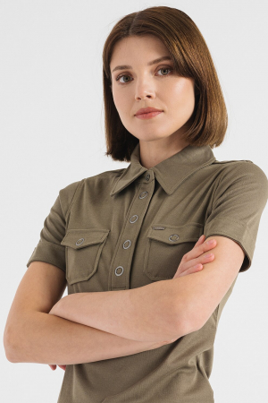 Guess, Tricou Dama, Polo slim fit, Verde feriga [4]