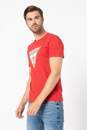 Guess, Tricou Bărbați, Slim fit, Cu decolteu la baza gatului si imprimeu logo, Rosu, XL [2]