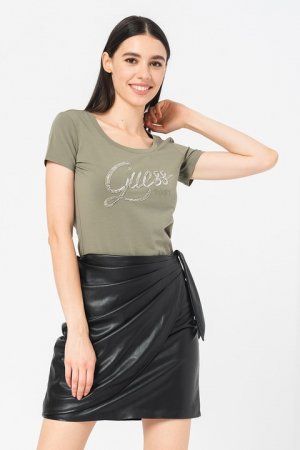 Guess, Tricou slim fit cu logo, Verde sparanghel, S [3]