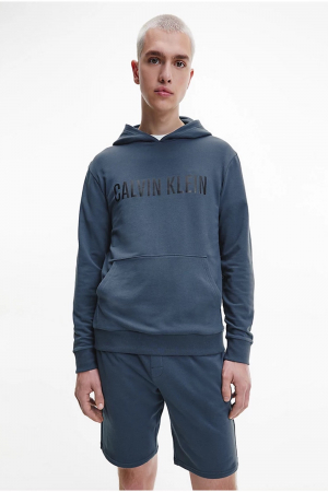 Hanorac cu gluga, Calvin Klein, Albastru, Bumbac, Text Printat [3]