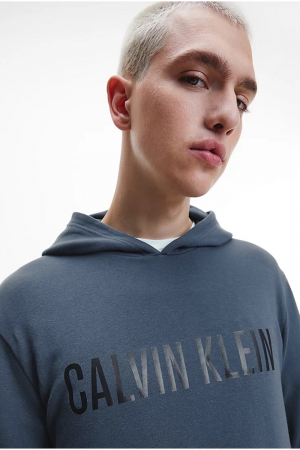 Hanorac cu gluga, Calvin Klein, Albastru, Bumbac, Text Printat [2]
