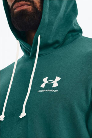 Hanorac cu maneca scurta barbati, Under Armour, Din amestec de bumbac cu logo, Turcoaz [3]