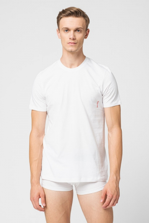 HUGO, Set de tricouri de casa cu decolteu la baza gatului - 2 piese, Alb, Bleumarin, S [1]