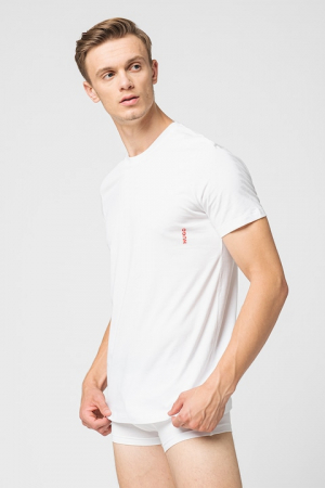 HUGO, Set de tricouri de casa cu decolteu la baza gatului - 2 piese, Alb, Bleumarin, S [2]