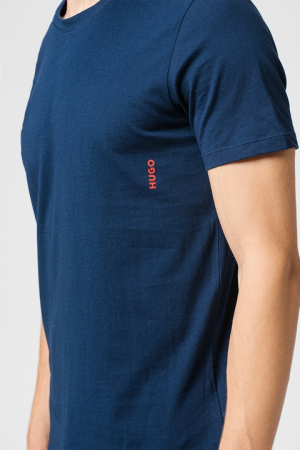 HUGO, Set de tricouri de casa cu decolteu la baza gatului - 2 piese, Alb, Bleumarin, S [7]