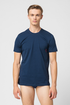 HUGO, Set de tricouri de casa cu decolteu la baza gatului - 2 piese, Alb, Bleumarin, S [4]