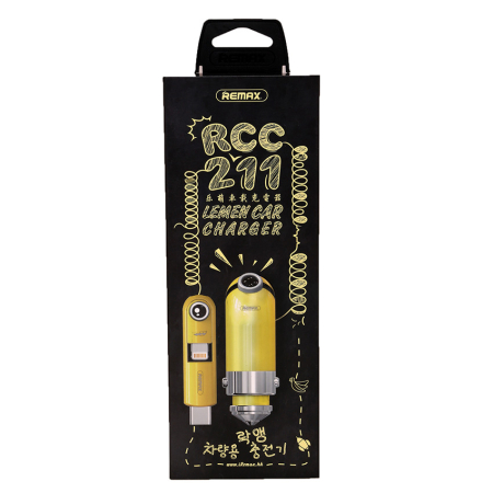 Incarcator Auto, Remax, Cutie RCC-211, USB-micro, USB, Lightning Tip C 2.1 A, 3 in 1, Galben [7]