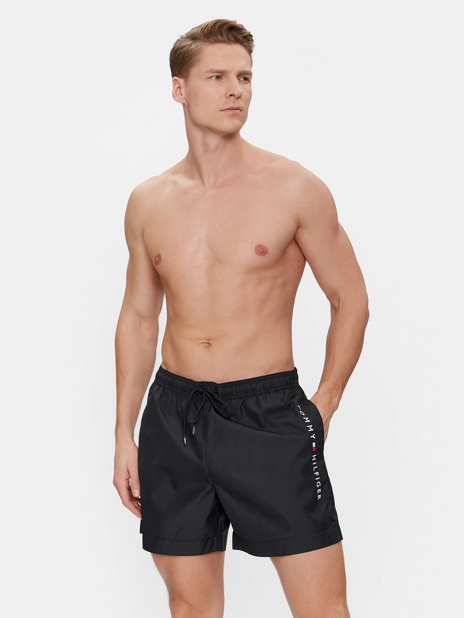 Pantaloni de baie, Tommy Hilfiger, Negru, Logo Brodat [2]