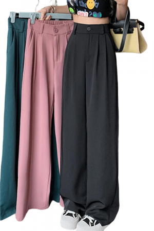 Pantaloni Dama, Talie inalta si croiala evazata, Pense in fata, Negru [5]