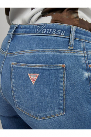 Pantaloni denim dama, Guess, Albastru, Cu talie medie, W27-L32 [3]