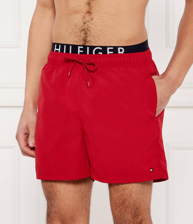 Pantaloni scurți de baie, Tommy Hilfiger, Roșu, Bandǎ Logo