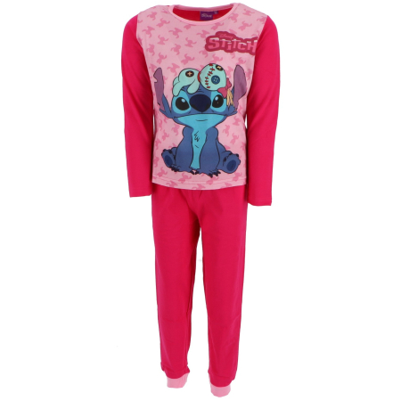 Pijamale copii, Stitch, Bumbac, Roz/Roșu, 2 Piese
