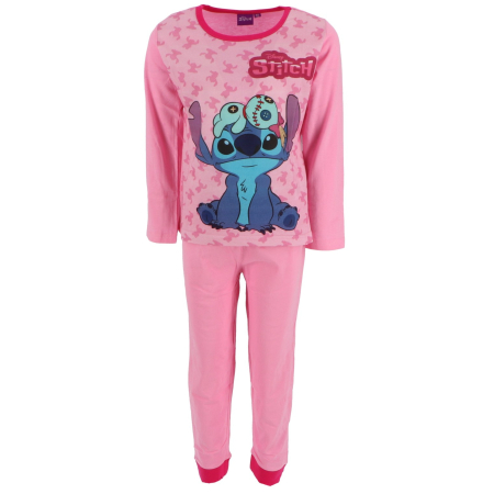 Pijamale - Pijamale copii, Stitch, Bumbac, Roz/Roșu, 2 Piese