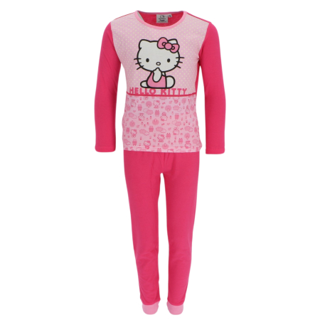 Pijamale lungi copii, Hello Kitty, Roz, Bumbac