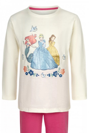 Pijamale lungi pentru copii, Disney Princess, Bumbac, Cu licență, 2 Piese [1]
