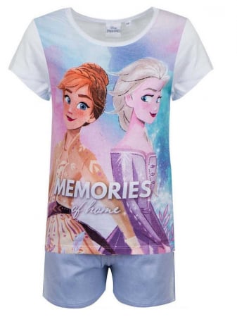 Pijamale - Pijamale scurte copii, Frozen, Disney, Elsa si Ana, Bumbac, 4-8 ani