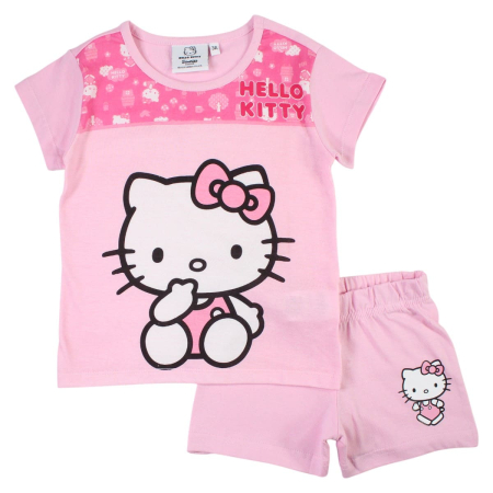 Pijamale scurte fete, Hello Kitty, Roz, Bumbac [1]