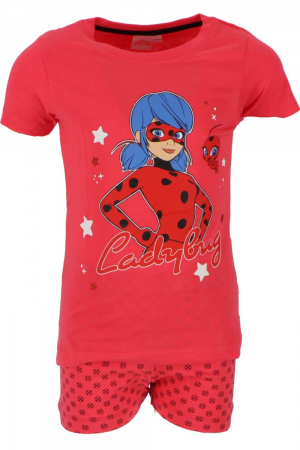 Pijamale - Pijamale scurte copii, Miraculous Ladybug, Cu licență, Set 2 piese, Rosu, Bumbac