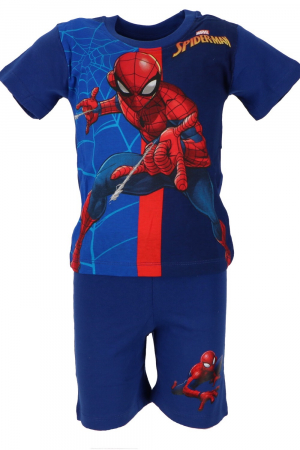 Pijamale - Pijamale scurte copii, Spiderman, Cu licență, Bumbac, Albastru inchis/Albastru deschis