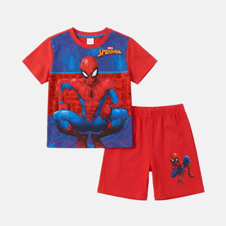 Copii - Pijamale scurte băieți, Spiderman, Bumbac, Roșu/Albastru