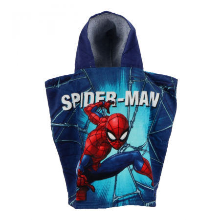 Prosoape si Halate de baie - Poncho, Spiderman, Bumbac, Albastru, 50 x 110 cm