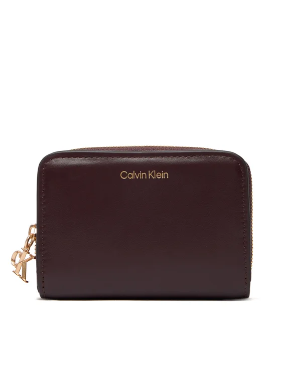 Portofele Dama - Portofel Dama, Calvin Klein, Burgundy, Piele Naturală