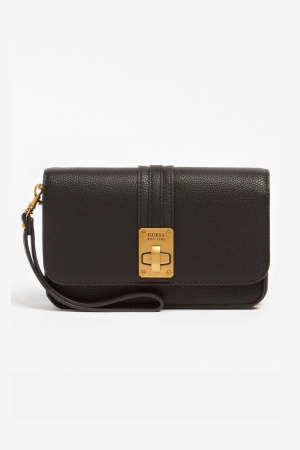 Portofel Dama, Guess Jeans, Tip Geanta, Negru si elemente aurii, 20x12x6 cm