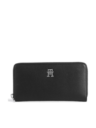Portofele Dama - Portofel Dama, Tommy Hilfiger, Negru, Essential Sc Large Za, Logo Metalic