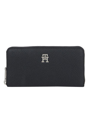 Portofele Dama - Portofel Dama, Tommy Hilfiger, Negru, Piele Ecologică, Logo Metalic